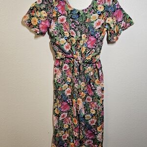 H&M Floral One-Piece with Pink, Yellow & Green Print